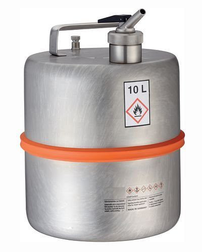 Barattolo di sicurezza DENIOS, acciaio inossidabile, con rubinetto dosatore, volume 10 litri, 117-219