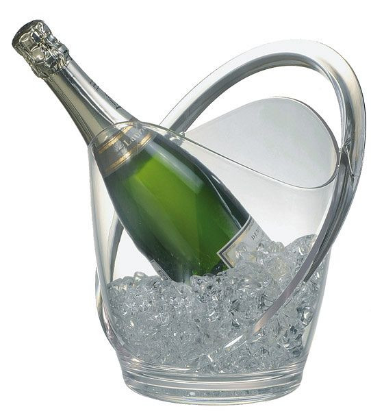 APS refrigeratore per vino/champagne, 23 x 22 cm, altezza: 27,5 cm, MS, cristallino, 3 litri, adatto per una bottiglia, con maniglia per il trasporto, 36055