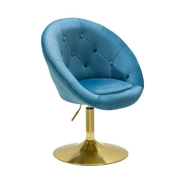 Wohnling lounge chair velluto blu / oro sedia girevole di design con schienale, WL6.301