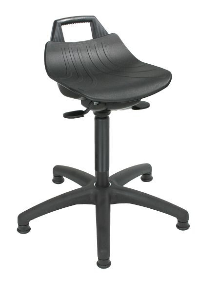 Lotz Supporto per stare in piedi "estremamente comodo", sedile in PP nero, grande, altezza del sedile 490-680 mm, base in plastica nera, scivoli, 3662.07