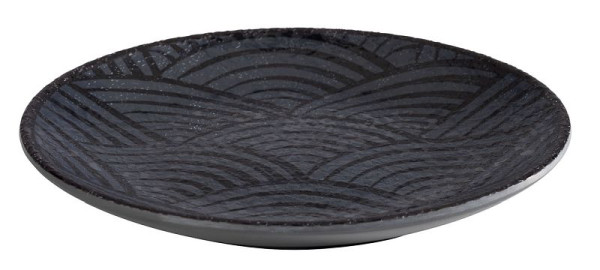 Piatto APS -DARK WAVE-, Ø 14.5 cm, altezza: 1.5 cm, melamina, interno: decoro, esterno: nero, 84907