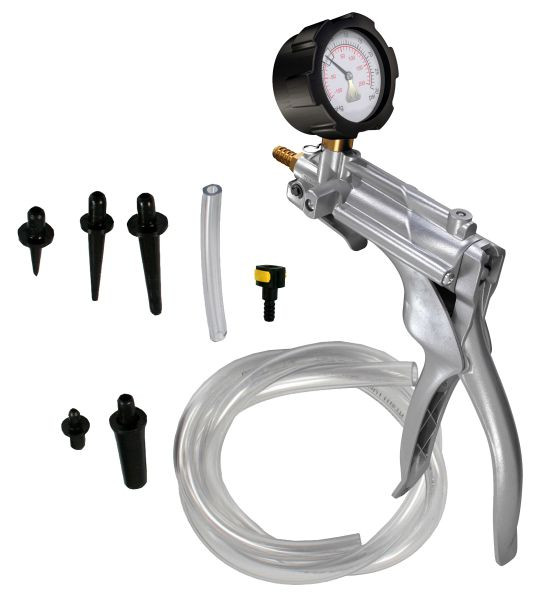 Pompa manuale a pressione/vuoto Busching in metallo, pressione +4 bar/vuoto -1 bar, 100436