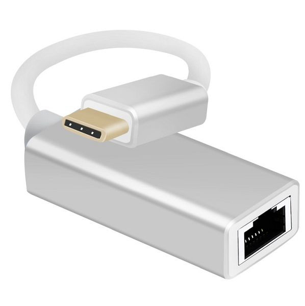Cavo adattatore Ethernet Helos, spina USB 3.1 Type-C™/presa RJ45, PREMIUM, argento, 288378