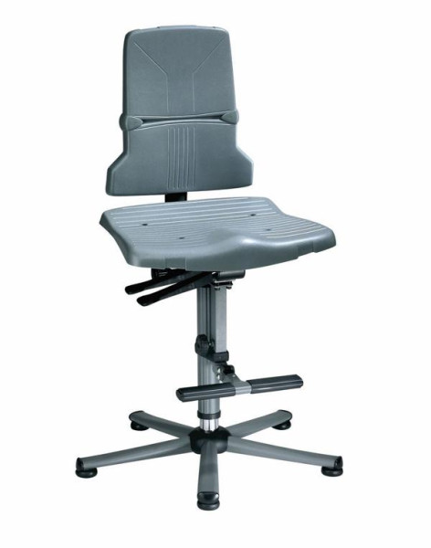sedia da lavoro girevole bimos Sintec, sedile e schienale in plastica, piedini, ausilio per l'arrampicata, 9821-1000