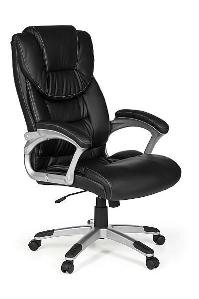 Sedia da ufficio Amstyle Madrid in similpelle nera ergonomica con poggiatesta, SPM1.225