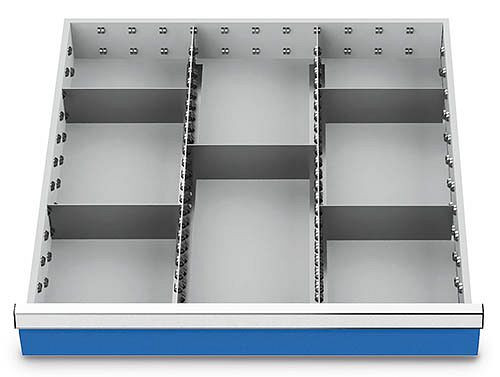 Inserti per cassetti Bedrunka+Hirth T736 R 24-24, per altezza frontale 150/175 mm, 2 x MF 600 mm, 5 x TW 200 mm, 135BLH150