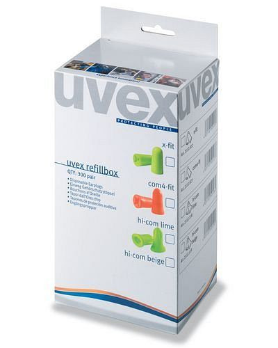 uvex refill box com4-fit, per dispenser, SNR 33, arancione, UI: 300 paia, 210-217
