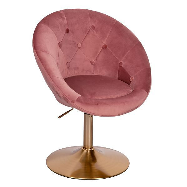 Wohnling poltrona lounge in velluto rosa / oro sedia girevole di design con schienale, WL6.300
