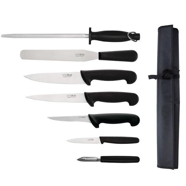 Hygiplas Set coltelli da 7 pezzi con coltello da chef da 20 cm e borsa, F222