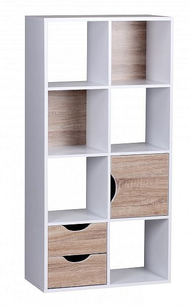 Libreria Wohnling 60 x 120 x 29 cm rovere Sonoma bianco con cassetti e anta, WL1.429