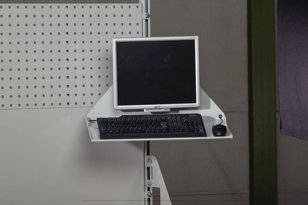 KLW Mensola per tastiera monitor TFT/LCD con braccio girevole in alluminio, colore argento, staffa VESA, regolabile e bloccabile, ABS-SA2-MTAB-01