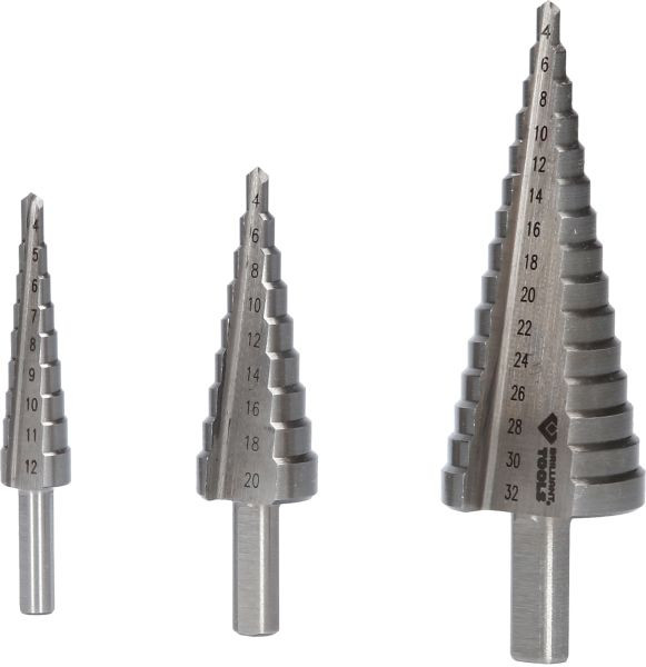 Set di punte a gradino Brilliant Tools, 3 pezzi, Ø 4 - 32 mm, BT101925