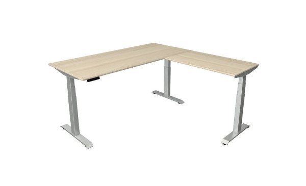 Tavolo per sedersi/in piedi Kerkmann L 1800 x P 800 mm con elemento aggiuntivo 1000 x 600 mm, regolabile elettricamente in altezza da 640-1290 mm, acero, 10043150