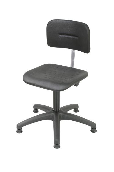 Sedia da lavoro Lotz, sedile e schienale con alzata a gas PU nero, base in plastica con scivoli, regolazione della profondità del sedile, altezza del sedile 400-600 mm, 6130.01
