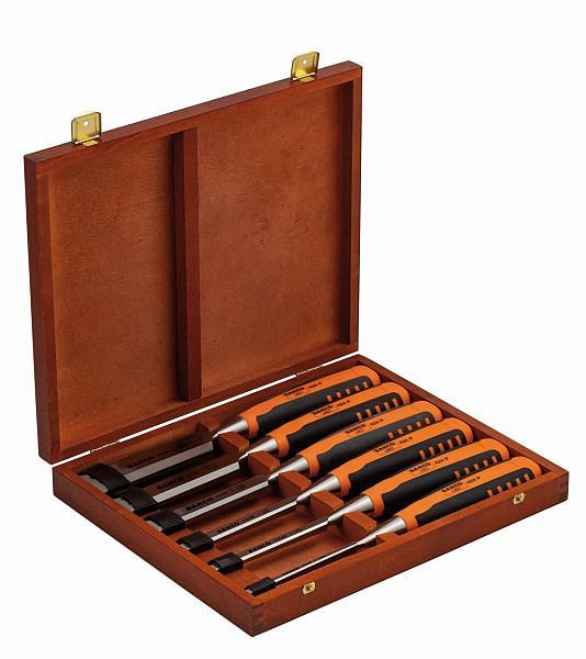 Set di scalpelli per legno Bahco, 6,10,12,18,25,32 mm, in scatola di legno, 424P-S6-EUR
