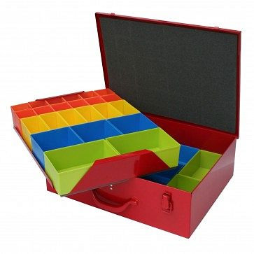 Assortimento valigetta ADB tipo SK3, dimensioni LxPxH: 437x330x68 mm, assortimento colore valigetta: rosso fuoco (RAL3000), 88402