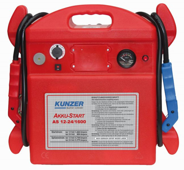 Avviamento a batteria Kunzer portatile 12V 1600A, 24V 800A, AS 12-24/1600
