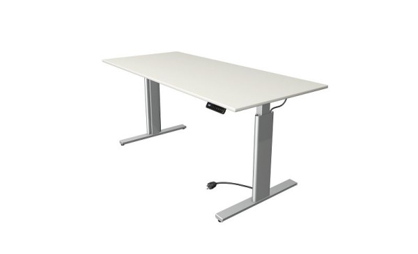Kerkmann Move 3 tavolo sit/stand argento, L 1800 x P 800 mm, regolabile elettricamente in altezza da 720-1200 mm, bianco, 10233010