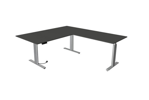 Kerkmann tavolo sit/stand Move 3 argento L 2000 x P 1000 mm con elemento aggiuntivo 1200 x 800 mm, antracite, 10235913