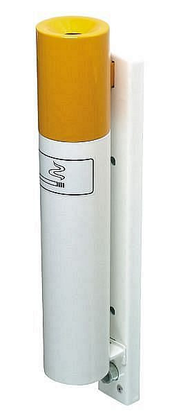 Posacenere da parete Renner effetto sigaretta (Ø 76 mm), zincato a caldo e verniciato a polvere, giallo mais/bianco traffico, 7061-00 1006/9016