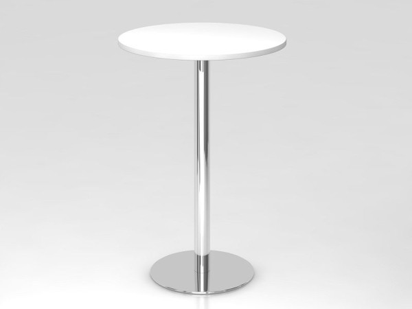 Tavolo da bar Hammerbacher 80 cm rotondo bianco/cromato, struttura cromata, VSTH08/W/C