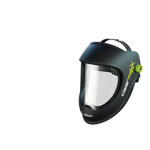 ELMAG clearmaxx nero, casco da macinazione, extra leggero (1100.000), con lente grande e comoda fascia per la testa, 57291