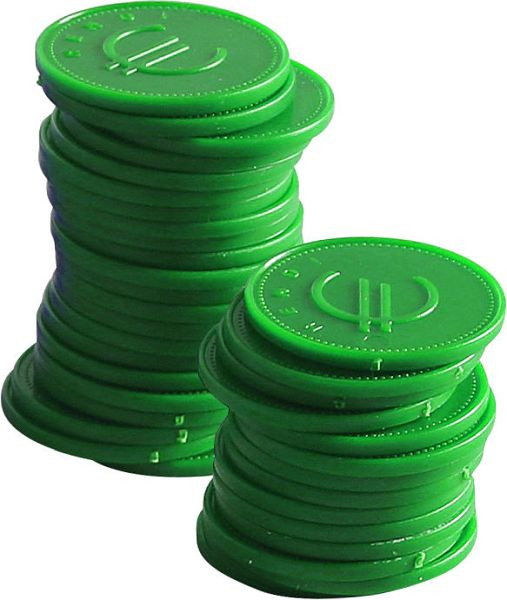 Monete deposito Bar up - Conf.: 100 pezzi, Ø25 mm, verde, 665138