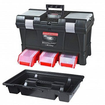 ADB Toolbox Stuff Module System Basic Alu, dimensioni valigetta LxPxA: 525x256x325 mm, scatole impilabili colorate: rosso, valigia attrezzi colorata: nera, 15517