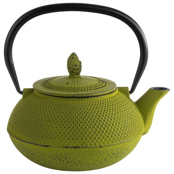 Teiera APS -ASIA-, 17 x 14 x 17 cm, ghisa, smaltato all'interno, 0,8 litri, verde, con coperchio rimovibile, compreso filtro per il tè, in acciaio inossidabile, 10996
