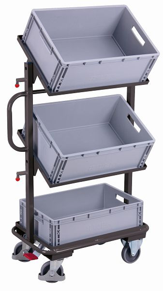 Carrello laterale VARIOfit con 3 contenitori in plastica, inclinabile, dimensioni esterne: 815 x 455 x 1.385 mm L/P/A), sw-400.805/AG