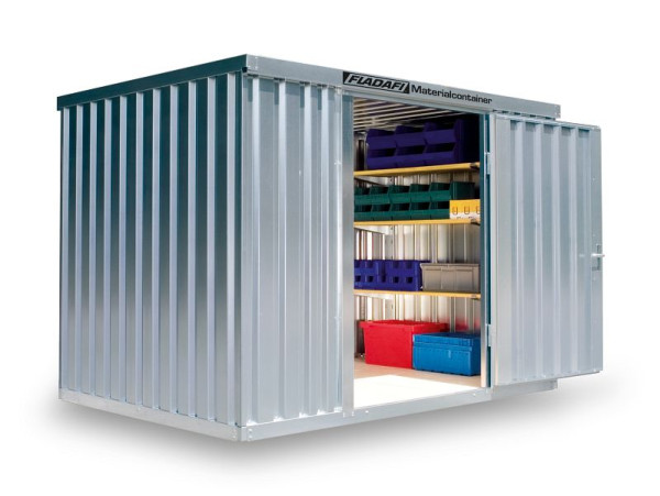 Container materiale FLADAFI MC 1300, zincato, smontato, con pavimento in legno, 3.050 x 2.170 x 2.150 mm, porta ad un battente sul lato 3 m, F13200101