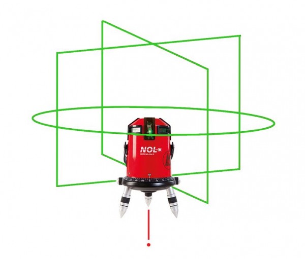 NESTLE Octoliner G con raggio laser verde Laser lineare con linea orizzontale a 360°, 4 linee verticali, punto a piombo sotto, IP54, 16114001