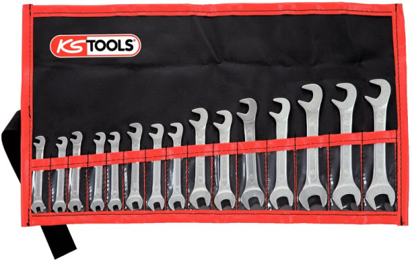 Set di chiavi a forchetta doppie KS Tools, 15°+75° 15 pezzi, 3,2-14 mm, 517.1700