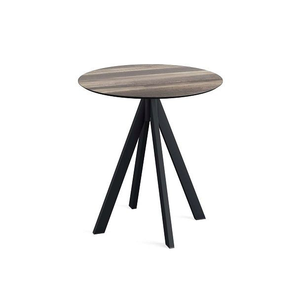 VEBA Tavolo da patio Infinity struttura nera + legno tropicale HPL Ø70 cm, 120011270