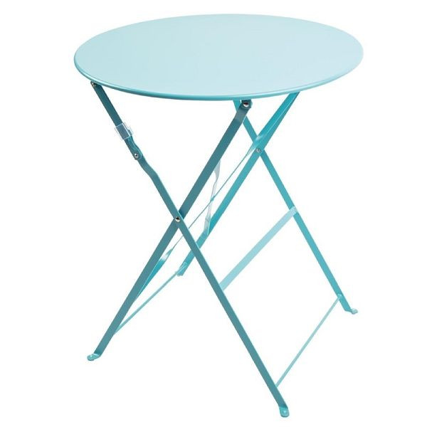 Bolero tavolo rotondo pieghevole da giardino in acciaio azzurro 60 cm, GK983