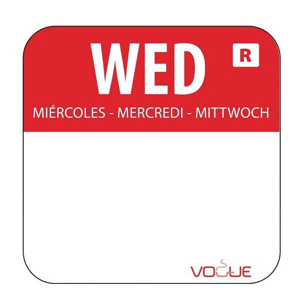 Adesivo codice colore Vogue Wednesday rosso, UI: 1000 pezzi, L933