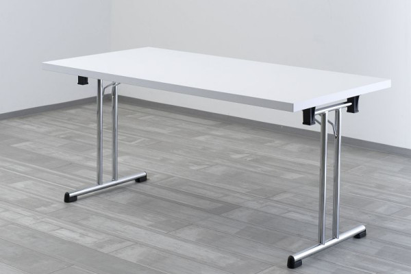 Tavolo pieghevole Hammerbacher 160x80 cm struttura bianca/cromata, forma rettangolare, VKL16/W/C