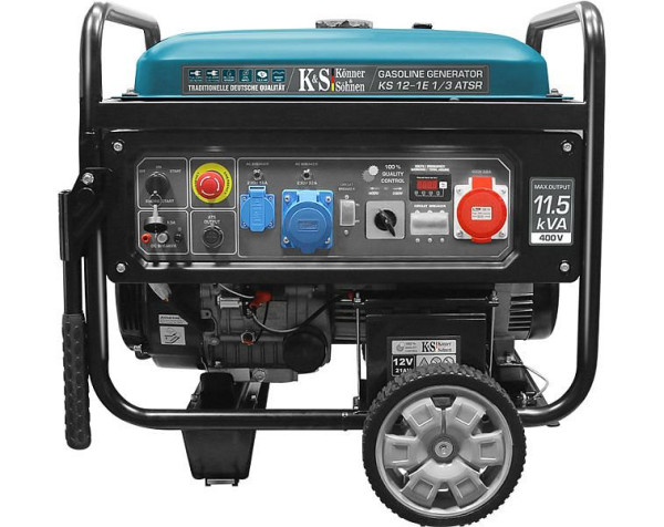 Generatore di corrente a benzina E-start Könner & Söhnen 11,5kVA, 1x32A(400V)/1x32A(230V)/1x16A(230V), 12V, attacco ATS, regolatore volt, display, KS 12-1E 1/3 ATSR