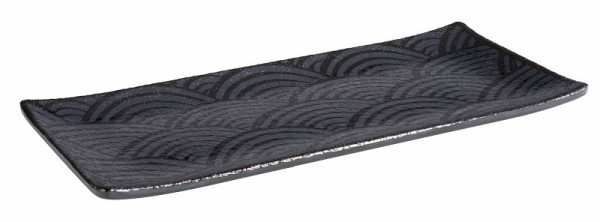 Vassoio APS -DARK WAVE-, 23 x 10,5 cm, altezza: 1,5 cm, melammina, interno: decoro, esterno: nero, 84905