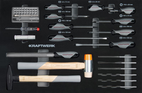 Kraftwerk BASIC LINE EVA Vassoio per avvitatori e percussioni, 60x40 cm, 49 pezzi, 105.102.018