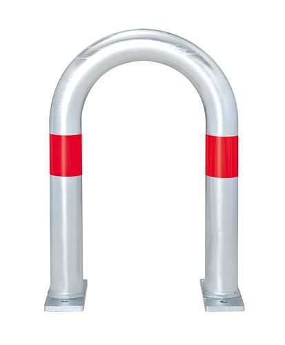 Staffa di protezione dagli urti per stazione di ricarica DENIOS, zincata, L 360 mm, anelli rossi, per tasselli, 280-391