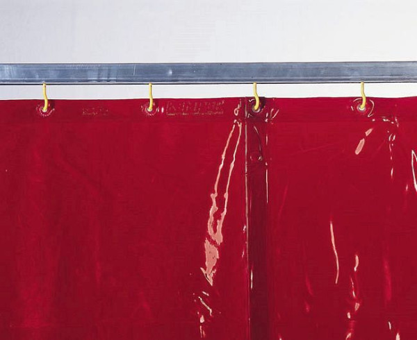 Tenda di protezione per saldatura ELMAG rossa, larghezza: 1300 x altezza: 2000x0,4 mm conforme alla norma prEN 1598/1994, 56251