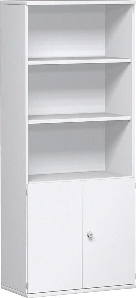geramöbel armadio modulare 1a + 2a cartella ante in legno, con serratura, 3a - 5a altezza ripiano, 3 ripiani decorativi, 800x425x1920, bianco/bianco, N-10M50829-WW