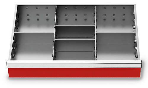 Set divisori in metallo Bedrunka+Hirth 6 pezzi, R 24-16, altezza pannello 75 mm, dimensioni in mm (LxPxA): 600 x 400 x 75, 168-145-75