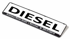 Eichner Miniletter segno pubblicitario standard, bianco, impronta: Diesel, 9219-00163