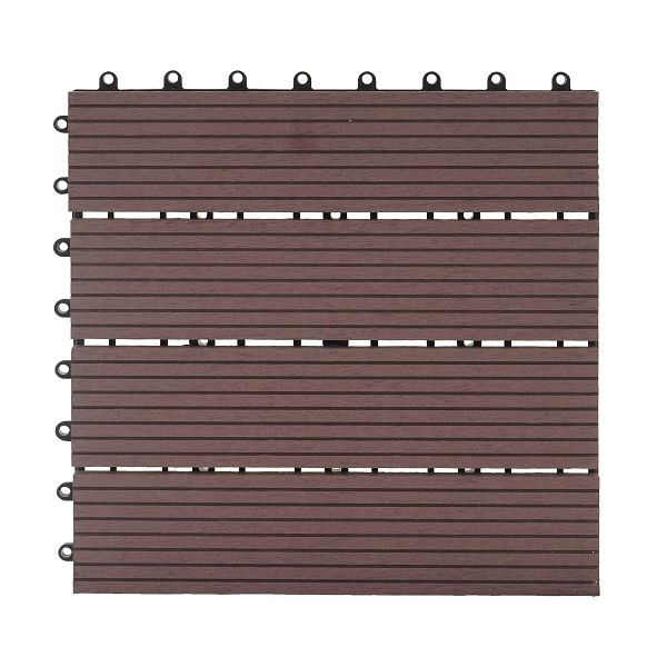 Mendler Piastrella per pavimenti in WPC Rhone, aspetto legno balcone/terrazzo, 11x ciascuno 30x30 cm = 1 mq, Premium, caffè lineare, 57947