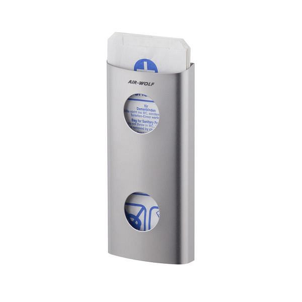 Dispenser di sacchetti igienici Air Wolf, serie Alpha, A x L x P: 262 x 117 x 35 mm, acciaio inossidabile spazzolato, 60-138
