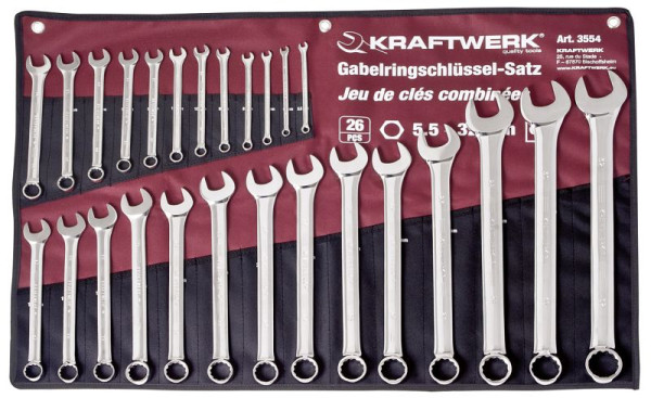 Set chiavi combinate Kraftwerk 5,5-32 mm 26 pezzi in valigetta avvolgibile, 3554R