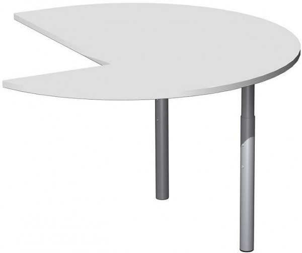 Tavolo aggiuntivo geramöbel tre quarti di cerchio sinistro con piedini di appoggio, regolabile in altezza, 1200x1200x680-820, grigio chiaro/argento, N-647011-LS