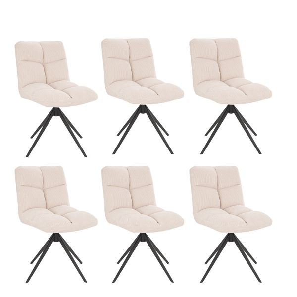 Set di 6 sedie girevoli per sala da pranzo HOME DELUXE NODA – Cord Cream, 21327